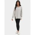 thumbnail image 5 of Women Oversized Sweatshirts Crewneck Side Slit Pullover Long Sleeve Casual Tops, 5 of 6