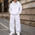 thumbnail image 5 of DORKASM Men's Full Zip Hooded Sweatshirt and Casual Athletic Jogger Tracksuit Set White M, 5 of 5