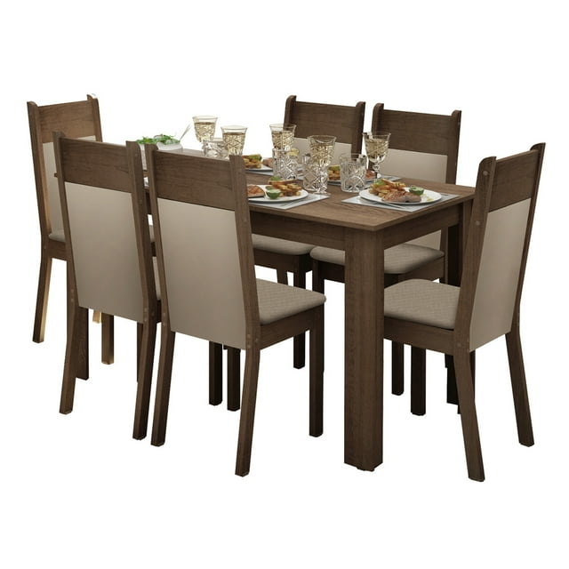 Conjunto Comedor Madesa Jaíne Mesa con 6 Sillas Marrón/Crema Madesa XB044905ZXT