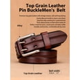 thumbnail image 2 of Catelles Handcrafted Vintage Durable Leather Brown Belt, Alloy Pin Buckle, Business Casual Style, Gift Box with Hole Puncher&For waist 46 in Width1.5 in(3.8cm), 2 of 10