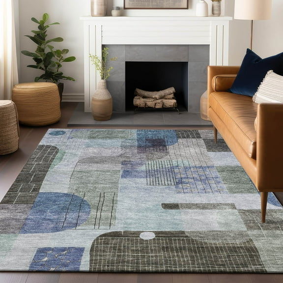 Addison Rugs Chantille Indoor/Outdoor Transitional Modern Blue Washable Rectangle Rug, 10' x 14'