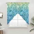 thumbnail image 5 of Turquoise Blue Teal Kitchen Window Curtains, Swag Curtains Valance for Bedroom Living Room Bathroom, Chic Stained Glass Texture Aesthetic Rod Pocket Window Curtain Block Drapes 2 Panels 36"x36", 5 of 9