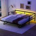 thumbnail image 2 of Euroco Metal Daybed with Trundle with LED Light, Twin, Solid Platform Bed with Pop up Trundle Bed for Bedroom, 2 of 9