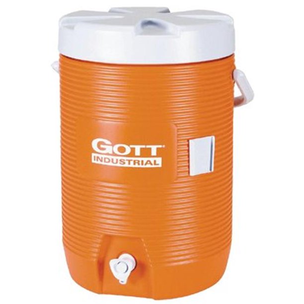 Insulated Beverage Container, 3 Gal, Polyethylene, Orange/White