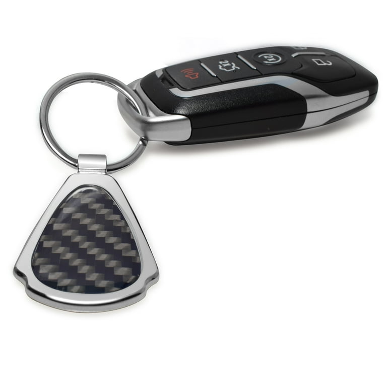 Ford EcoSport Real Black Carbon Fiber Chrome Metal Teardrop Key Chain