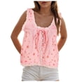 thumbnail image 4 of ZIXKCGDSE Tank Tops Womens Summer Tops Tie Front Lace Button Down Shirt Trendy Clothes Size M, 4 of 4