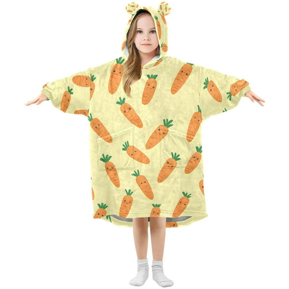 joogoo Wearable Blanket Hoodie for Cute Carrot Oversized Sherpa Hooded 3-14 YR M