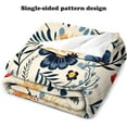 thumbnail image 2 of Thin Floral Print Throw Blanket, Beige Vintage Flower Pattern Boho Throw Blanket, Botanical Aesthetics Illustration Throw Blanket, 50x60 inches, Flannel, 310 GSM, Hand/Machine Wash, 2 of 6