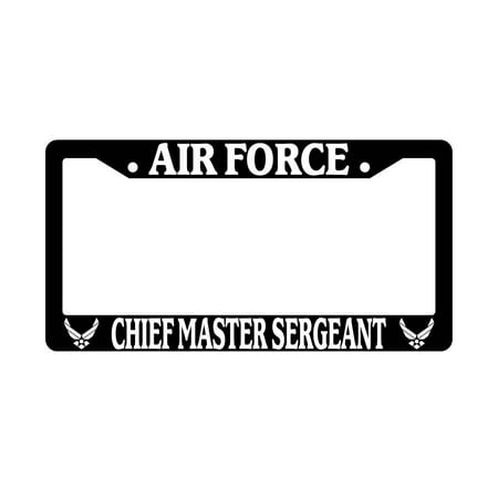 Chiefs Plastic License Plate - Air Force Chief Master Sergeant Black Plastic License Plate Frame