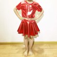 thumbnail image 2 of Girl's Metallic Skirt Elastic Waist Pleated A-Line Red Tutu Summer Princess Party Dress, 2 of 6