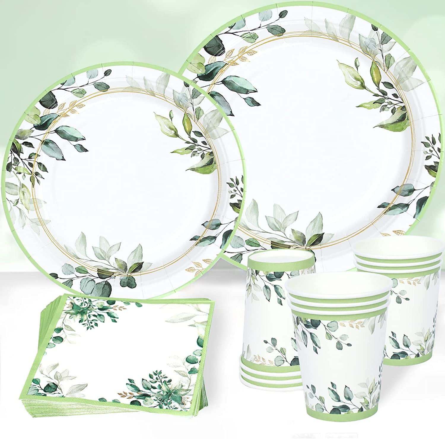 Green Party Plates Supplies, Sage Green Paper Plates and Napkins