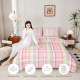 thumbnail image 3 of Manfei Geometric Check Twin Comforter Sets,Classic Checkered Themed Bedding Set,Pink Green,Light Gray Reversible,2pcs,1 Comforter and 1 Pillowcase,2pcs,1 Comforter and 1 Pillowcase, 3 of 7