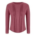 thumbnail image 4 of GaThRRgYP Summer Tops,Womens Tops Dressy Casual,Women's Solid Round-Neck Long Sleeve Fashion Casual Blouse Tops Hot Pink L, 4 of 7