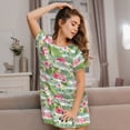 thumbnail image 3 of Balery Tropical Flamingo Camisón de manga corta con cuello redondo para mujer, cómodo y elegante., 3 of 6