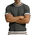 thumbnail image 2 of Ringer Tee Men Summer Fashion Ribbed Knit Crew Neck Short Sleeve Mens T-Shirts Casual Tops, 2 of 7