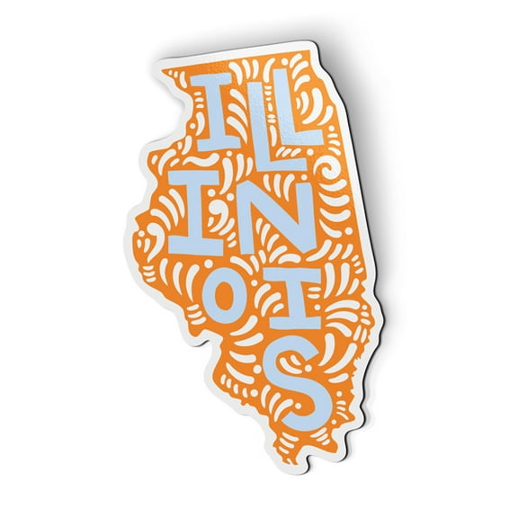 Illinois Shape Cute Letters Native Local - 5.5" Magnet for Car Locker Refrigerator