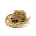 thumbnail image 2 of OJSFQUFP Cowboy Hat Cow Girl Hat Cowboy Hats for Women/Mens/Straw Wide with Shapeable Brim Cowboy Hat for Womens/White, 2 of 4