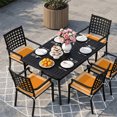 thumbnail image 6 of Outdoor Patio Cushion Covers 4 Pack Orange Vintage Patio Chair Cushion Covers with Ties and Zipper Abstract Art White Greek Key Waterproof Outdoor Seat Cushion Covers for Patio Furniture 22"x22", 6 of 6