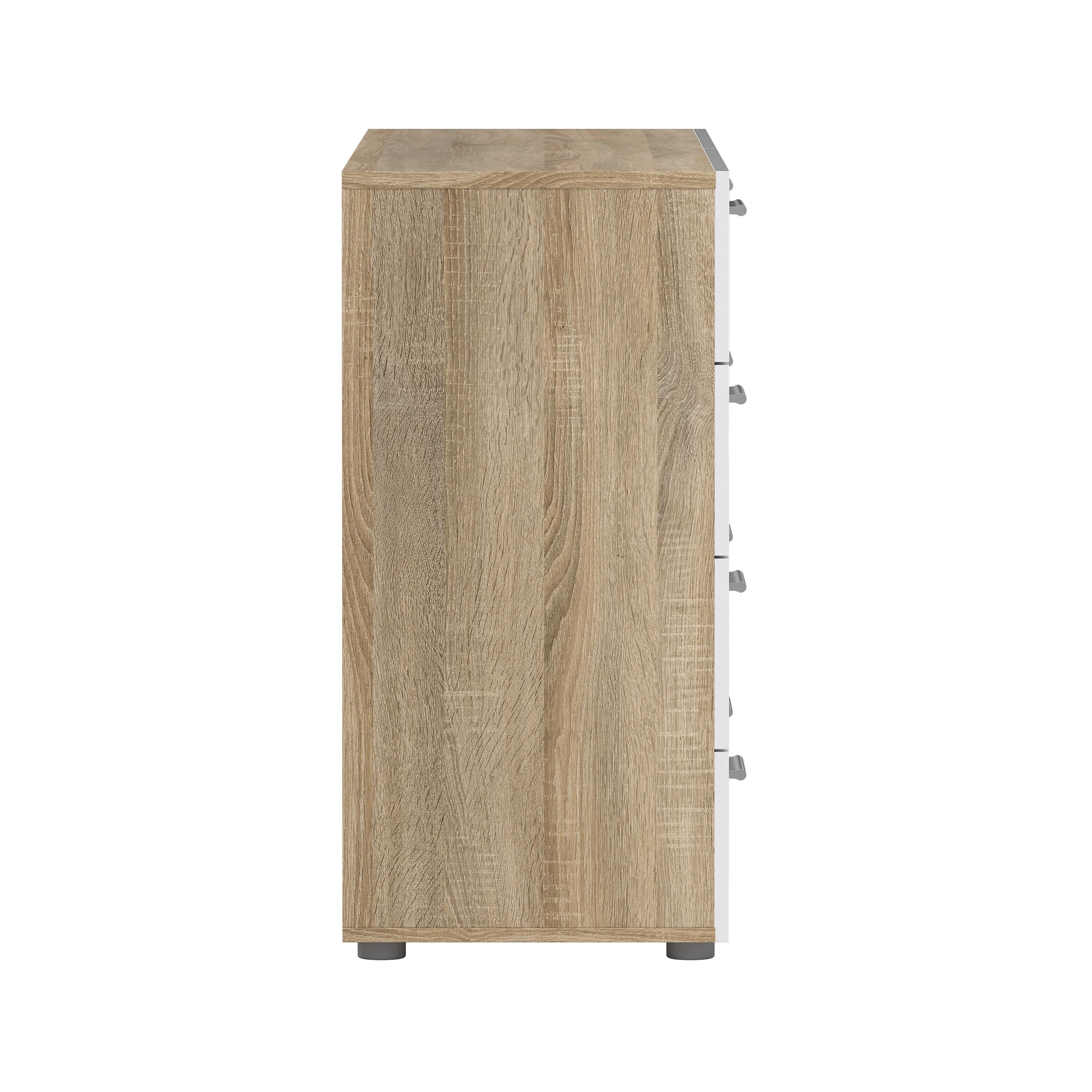 Tvilum Loft 8 Drawer Double Dresser for Adults, Oak Structure and White High Gloss