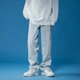 thumbnail image 2 of TAIAOJING Men's Jeans High Street Straight Leg Baggy Oversize Wide Leg Cargo Pants Comfort Stretch Denim Jeans for Men, 2 of 6