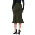 thumbnail image 3 of Faldas de mujer INSPIRE CHIC, falda midi de mezclilla de cintura alta con cola de pez, talla XS, verde ejército, 3 of 5
