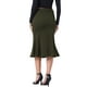 thumbnail image 3 of Faldas de mujer Inspire Chic, falda midi de mezclilla de cintura alta con cola de pez en verde ejército, 3 of 5