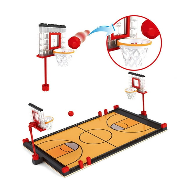 Juego de bloques de construcción de canchas de baloncesto | Kit de construcción de juguetes deportivos de bricolaje grande | Ladrillos de montaje compatibles | Juego interactivo para actividades