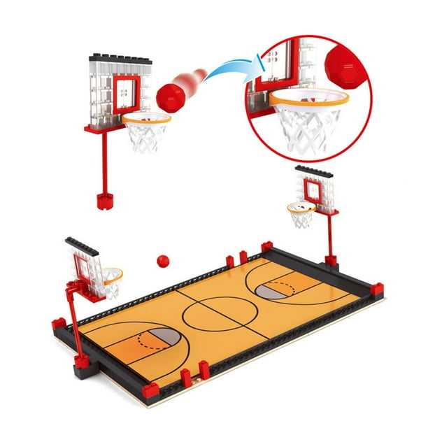 Juego de bloques de construcción de cancha de baloncesto grande | Juguete deportivo DIY para niños | Bloques de construcción compatibles | Material ABS | 40,7 x 22,3 x 15,3 cm