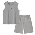 thumbnail image 2 of IROINNID Men's Sleeveless Henley Tank Top and Shorts Set with Button Placket Elastic Waist and Pockets Relaxed Casual Summer Lounge Wear, 2 of 5
