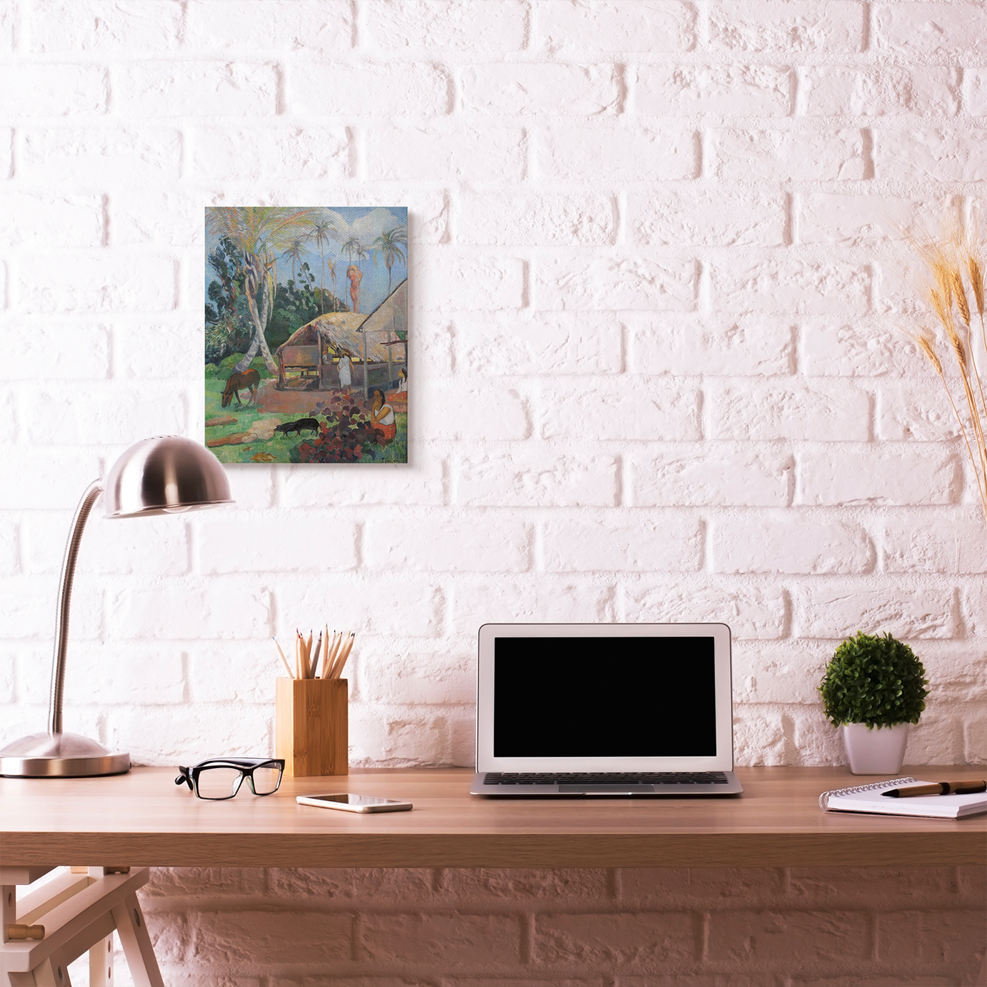 Stupell Home Décor Village Farm Native Figures Classic Painting Canvas Wall Art by Paul Gauguin