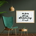 thumbnail image 2 of Lettering Wall Art with Frame, Never Stop Dreaming Message Written in Murky Grunge Tones Psychological, Printed Fabric Poster for Bathroom Living Room, 35" x 23", Charcoal Grey White, by Ambesonne, 2 of 2