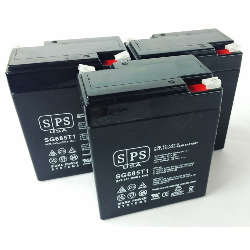SPS Brand 6V 8.5Ah Replacement Battery for Light Alarms 1PGX5 (3 pack