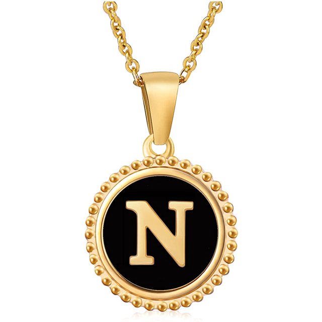 26 English Letters (A-Z) Necklace For Women Titanium Steel Stainless Steel Pendant Necklace Pearl Shell Oil Drop Necklace As Gift For Wife , Daughter, Friend