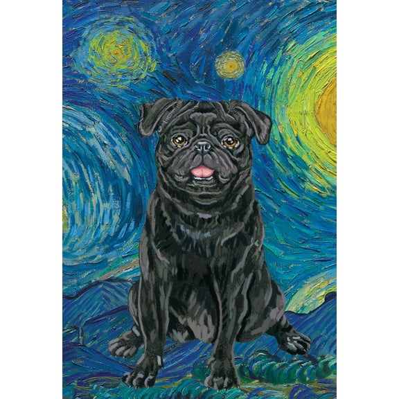 Pug Black - Best of Breed Van Gogh House Flag