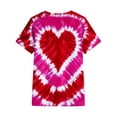 thumbnail image 4 of QAFOPEH Women Tie-Dyed 3D Heart Graphic Print Short Sleeve Round Neck T-Shirt, 4 of 7