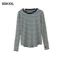 thumbnail image 2 of Camiseta informal de rayas con cuello redondo y manga larga para mujer, 2 of 6