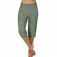 thumbnail image 3 of Womens Cargo Capris with Pockets New Women's Wide Leg Yoga Capris High Waist Loose Fitted Workout Pants with Pockets Casual Lounge Trousers Green S, 3 of 8