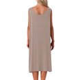 thumbnail image 3 of Camisón de algodón para mujer sin mangas, vestido largo de tanque, chemise de cuello redondo, pijamas de salón, camiseta de noche XL beige, 3 of 6