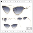 thumbnail image 2 of Womens Iced Out Bling Rhinestone Cat Eye Metal Rim Star Arm Sunglasses Gold - Smoke, 2 of 8