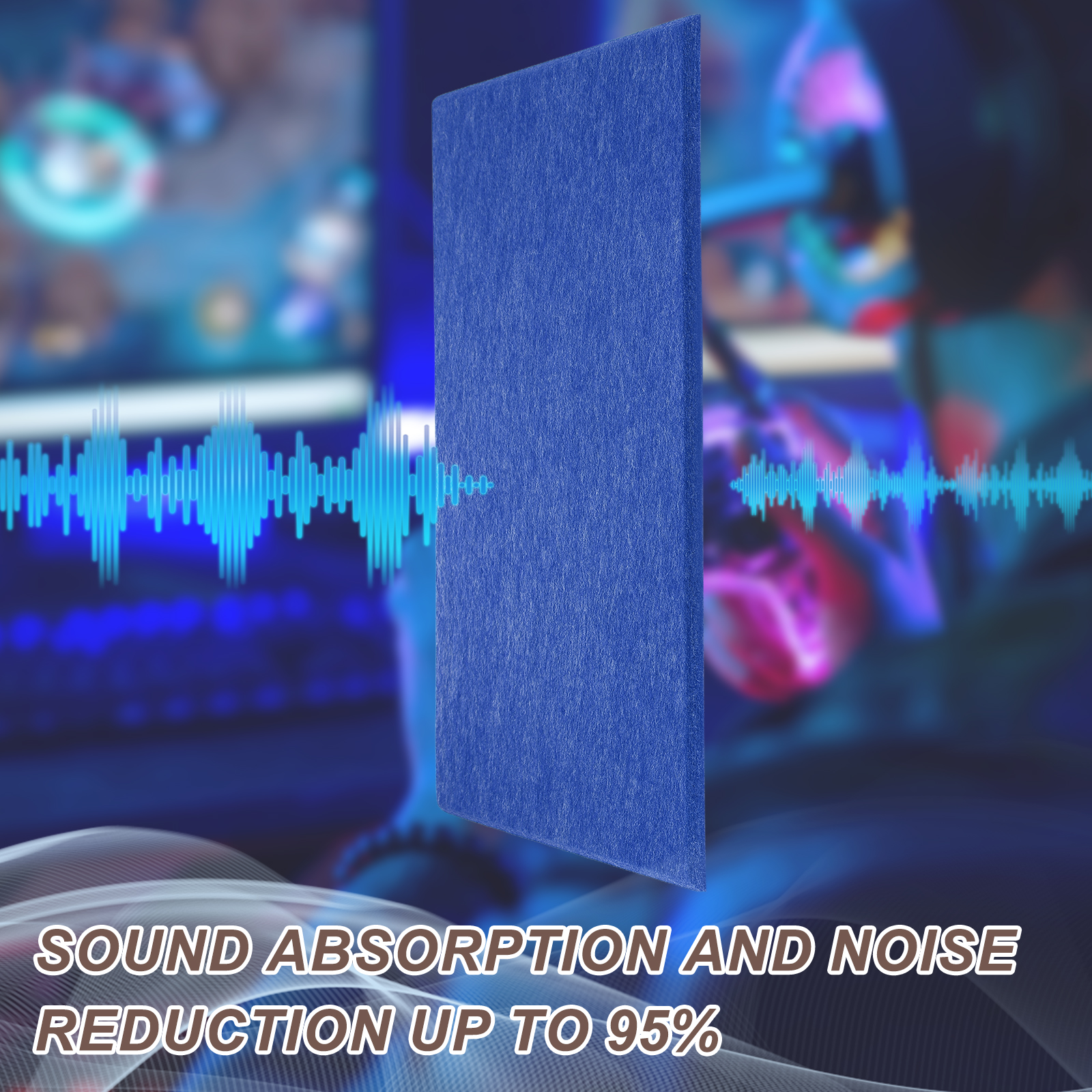 Uxcell 12pcs Acoustic Panels High-Density Sound Proof Felt Self Stick Non-Slip Pads 16"x12"x0.35", Blue