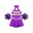 thumbnail image 5 of Yeahdor Little & Big Girls Sparkle Cheer Leader Dance Dress with Pompoms High Schoolgirls Cheer Leader Team Uniform Purple 6, 5 of 7