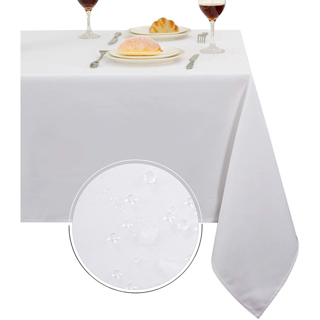 LAICAIW Nappe Rectangulaire 210 G/m2 - Nappe en Microfibre Robuste Résistante à l'Eau, Housse de Table Décorative pour Usage Extérieur et Intérieur (Blanc, 52 X 70 Pouces)