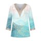 thumbnail image 3 of Fiudx Ofertas Relámpago Top de Manga Media y Larga Holgado Estampado con Cuello En V Informal a La Moda Sexy para Mujer, 3 of 4