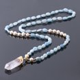 thumbnail image 1 of Pearl Necklace Knotted Rope White Crystal Drop Pendant for Women, 1 of 6