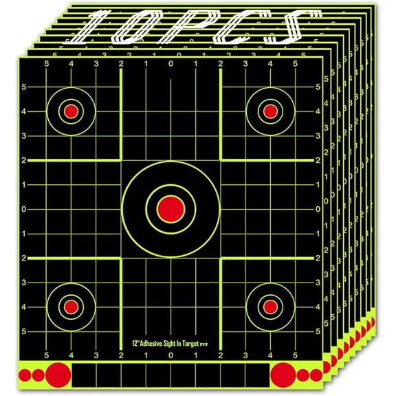 10 Pack 12x12 inch Splatter Paper Targets and Adhesive Target Papers