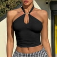 thumbnail image 2 of Women'S Tank Tops Party Camisole Backless Slim Fit Summer Tops Halter Neck Sleeveless Solid Color Clothes Casual Trendy Club Everyday Wear,Black,M, 2 of 5