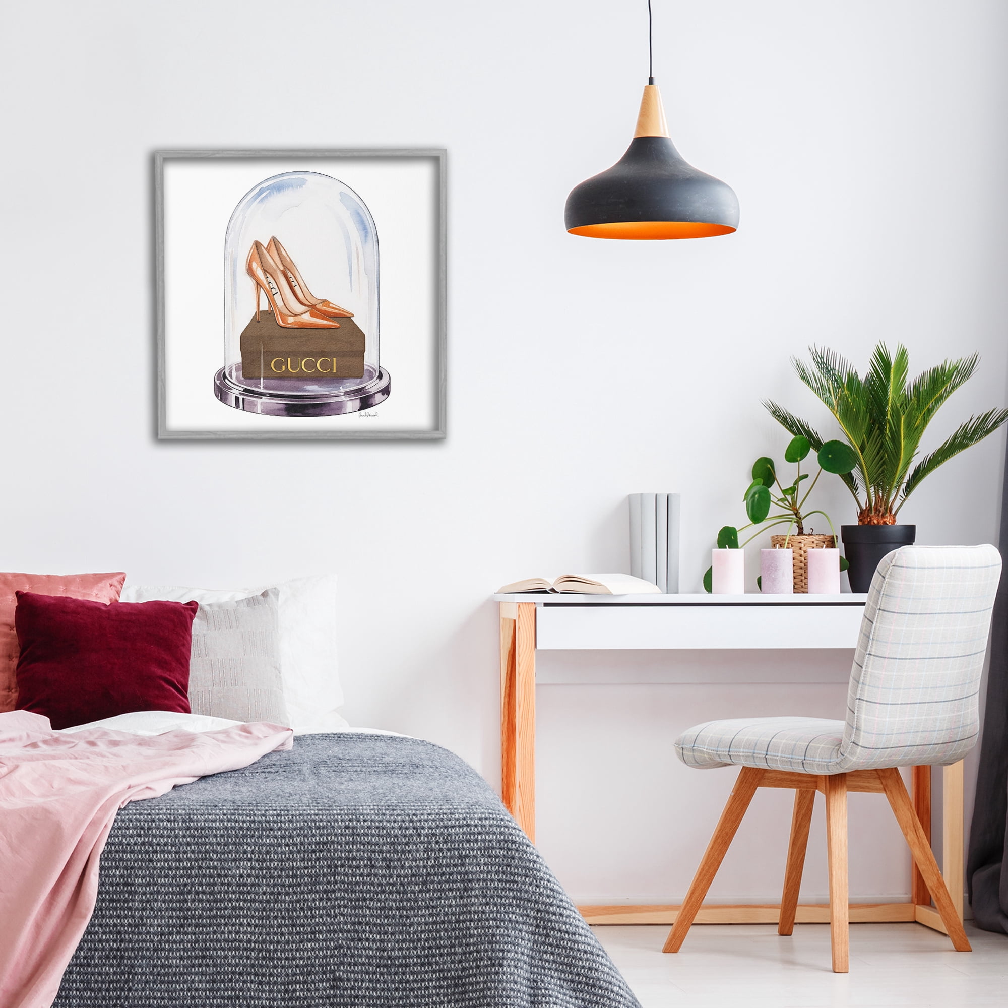 Stupell Industries Satin Heels in Bell Jar Gray Framed Giclee Art, design by Amanda Greenwood