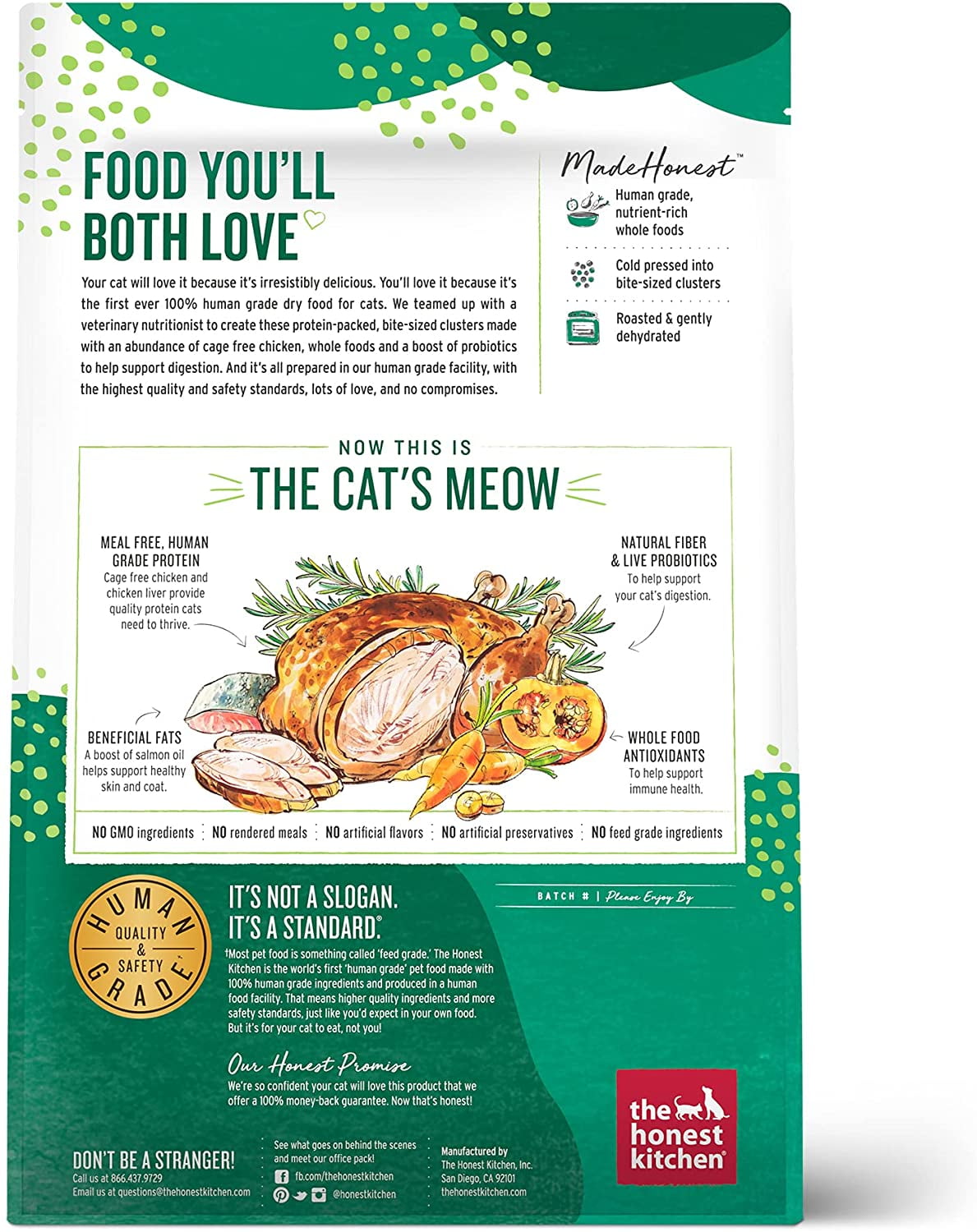 The Honest Kitchen Whole Food Clusters Grain Free Chicken Dry Cat Food, 4 lb Bag