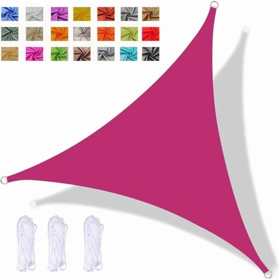 Triangle Shade Sail, Waterproof Sun Shade Awning, UV Protection, for Outdoor Garden Patio Yard, with Rope (4x4x4m, Rose Red)