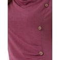 thumbnail image 5 of INSPIRE CHIC Women's Short Sleeve Button Decor Ruched Front Casual  Basic T-shirt XL Burgundy, 5 of 6